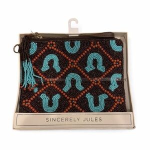 Sincerely Jules Beaded Wristlet - Brown and Teal